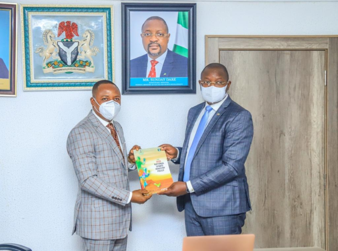 Presentation of the new Sports Industry policy by Minister of Youth and Sports Development, Mr. Sunday Dare, Presentation of the new Sports Industry policy by Minister of Youth and Sports Development, Mr. Sunday Dare,