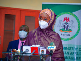 THE HONOURABLE MINISTER OF HUMANITARIAN AFFAIRS, DISASTER MANAGEMENT AND SOCIAL DEVELOPMENT, SADIYA UMAR FAROUQ.