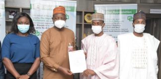 Nigeria Youth Parliament paid courtesy visit on the Youth and Sports Minister, Mr Sunday Dare, tagged ''Thank you to Mr President'' on the establishment of the National Youth Investment Fund (NYIF); today Thursday, 6th August, 2020.