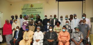 Permanent Secretary, Federal Ministry of Agriculture and Rural Development, Dr. Abdulkadir Mu'azu in a group photograph
