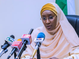 The Honourable Minister of Humanitarian Affairs, Disaster Management and Social Development, Sadiya Umar Farouq.
