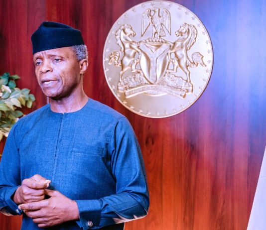 Vice President Yemi Osinbajo SAN on behalf of President Buhari delivers an address at the High Level Meeting of Heads of State and Government on Financing the 2030 Agenda for Sustainable Development in the ERA of COVID-19 and Beyond. 29th September, 2020. Photo; Tolani Alli