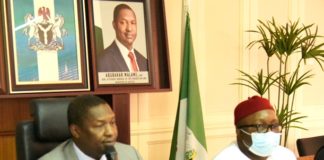 Honourable Attorney General Of The Federation /Minister Of Justice, Abubakar Malami, SAN, Giving His Opening Remarks And The Chairman, House Of Representatives Committee On Justice, Hon. Ugonna Ozurigbo, During The Oversight Visit Of The House Of Representative Committee On Justice , 19th October, 2020 At HAGF’s Conference Room.