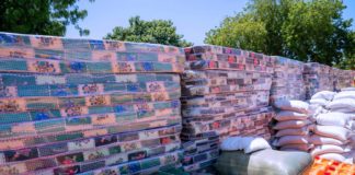 The relief items handed over to the State Government for onward distribution to flood victims at Limawa warehouse in Dutse, Friday 09, 2020.
