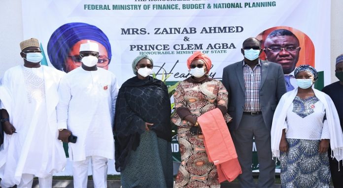 Inauguration of Federal Cares Steering & Committees on Ncares- (L-R)DG Governors' Forum A. B. Okauru, Clem Agba,HMS(BNP) , Zainab Ahmed HMFBNP, Paulin Tallen HMFMWA, Mr. Apera, Mrs. Olusola Idowu PS (B