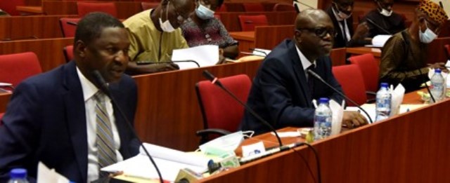 Honourable Attorney General Of The Federation And Minister Of Justice, Abubaka Malami SAN, And Solicitor General Of The Federation And Permanent Secretary, Dayo Apata, SAN, Deputy Director Budget Ajayi Sola Olugbenga At The 2021 Budget Proposal/ Performance Report Presented To The Senate Committee On Judiciary, Human Rights And Legal Matters 9th November, 2020. Honourable Attorney General Of The Federation And Minister Of Justice, Abubaka Malami SAN, And Solicitor General Of The Federation And Permanent Secretary, Dayo Apata, SAN, Deputy Director Budget Ajayi Sola Olugbenga At The 2021 Budget Proposal/ Performance Report Presented To The Senate Committee On Judiciary, Human Rights And Legal Matters 9th November, 2020.