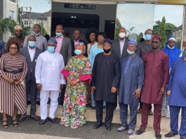 L -R, (4th, front row), SSA to the President on SDGs, Princess Adejoke Adefulure, Hon. Commissioner, Min.of Economic Planning and Budget, Osun State, Prof. Olalekan Yinusa Director Social Devt, FMFBNP, Mr Saadu Bello. Commissioners of Economic Planning from Ogun, Ondo, Oyo, Ekiti, Lagos State and Development Partners - Reps of UNICEF, World Bank, UNDP, Save the Children at the review of National Social Protection Policy for the South West, today, in Lagos