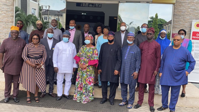 L -R, (4th, front row), SSA to the President on SDGs, Princess Adejoke Adefulure, Hon. Commissioner, Min.of Economic Planning and Budget, Osun State, Prof. Olalekan Yinusa Director Social Devt, FMFBNP, Mr Saadu Bello. Commissioners of Economic Planning from Ogun, Ondo, Oyo, Ekiti, Lagos State and Development Partners - Reps of UNICEF, World Bank, UNDP, Save the Children at the review of National Social Protection Policy for the South West, today, in Lagos L -R, (4th, front row), SSA to the President on SDGs, Princess Adejoke Adefulure, Hon. Commissioner, Min.of Economic Planning and Budget, Osun State, Prof. Olalekan Yinusa Director Social Devt, FMFBNP, Mr Saadu Bello. Commissioners of Economic Planning from Ogun, Ondo, Oyo, Ekiti, Lagos State and Development Partners - Reps of UNICEF, World Bank, UNDP, Save the Children at the review of National Social Protection Policy for the South West, today, in Lagos