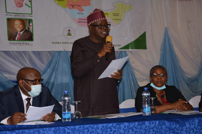 The Honourable Minister of State, Ministry of Niger Delta Affairs, Senator Omotayo Alasoadura delivering his keynote address at the Pre-Council Seminar of the 4th National Council on Niger Delta held in Port Harcourt, Rivers State on Monday, December 14, 2020.