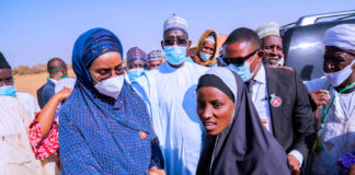 Minister of FMHADMSD launching the Federal Government Special Cash Grant for Rural Women at the Fulani settlement of Hutawa near Birnin Kebbi.