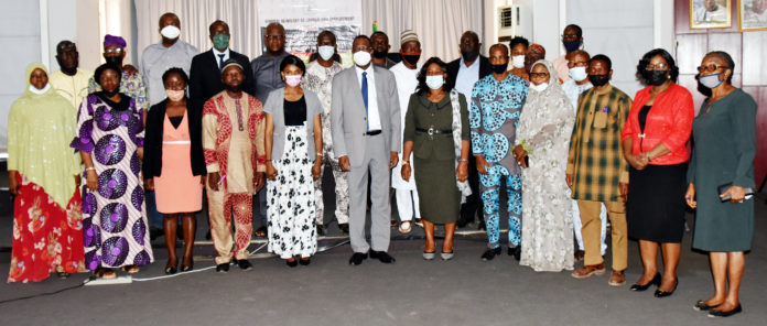 The Permanent Secretary, Federal Ministry of Labour and Employment, Dr Yerima Peter Tarfa (6th Left) Director Special Duties and Project, Dr Martina Nwordu, in a group photograph with participants at a workshop on Anti-Corruption and Whistle-Blowing Policy in Abuja The Permanent Secretary, Federal Ministry of Labour and Employment, Dr Yerima Peter Tarfa (6th Left) Director Special Duties and Project, Dr Martina Nwordu, in a group photograph with participants at a workshop on Anti-Corruption and Whistle-Blowing Policy in Abuja