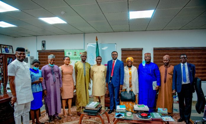 The Minister of State, Mines and Steel Development Dr Uchechukwu Sampson Ogah (middle) flanked at the (immediate right) by the Secretary, National Action Committee on African Continental Free Trade Area, (AFCFTA), Francis Anatogu and other members of his Team during a courtesy visit at the Minister's Headquarters in Abuja recently. The Minister of State, Mines and Steel Development Dr Uchechukwu Sampson Ogah (middle) flanked at the (immediate right) by the Secretary, National Action Committee on African Continental Free Trade Area, (AFCFTA), Francis Anatogu and other members of his Team during a courtesy visit at the Minister's Headquarters in Abuja recently.