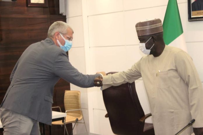 L-R: Senior Human Settlements Officer, Regional Office for Africa, Mathias Spaliviero and Honourable Minister of Works and Housing for State Engr. Abubakar D Aliyu FNSE at the event