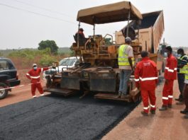 The Permanent Secretary, FMW&H, Babangida Hussaini represented by Engr. Funso Adebiyi, Director Highway Construction and Rehabilitation Department, Engr. I.F. Umeh, Federal Controller, Niger State Inspecting the on-going reconstruction of Lambata-Lapai-Bida Road in Niger State