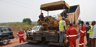 The Permanent Secretary, FMW&H, Babangida Hussaini represented by Engr. Funso Adebiyi, Director Highway Construction and Rehabilitation Department, Engr. I.F. Umeh, Federal Controller, Niger State Inspecting the on-going reconstruction of Lambata-Lapai-Bida Road in Niger State