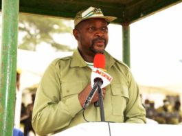 Hon. Minister of Youth & Sports Development, Chief Sunday Dare delivers his address and declares the 2021 Batch ' A' Stream 1 Orientation Course