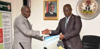 Honourable Minister of State for Petroleum Resources, H E Chief Timipre Sylva received the report of the Committee on Compensatory Contracts