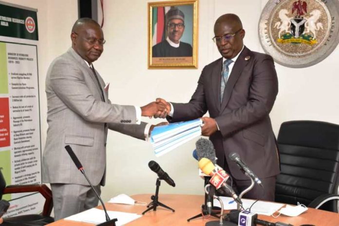 Honourable Minister of State for Petroleum Resources, H E Chief Timipre Sylva received the report of the Committee on Compensatory Contracts