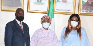 Minister Of State For Industry, Trade And Investment, Amb. Mariam Yalwaji Katagum (Centre) Flanked To The Right By The President, Nigeria Entrepreneurs Forum NEF, Dr. Sidney Inegbedion And To The Left By The President ,Organisation Of Women In International Trade (OWIT) Nigeria, Blessing Irabor During A Courtesy Visit On The Minister.