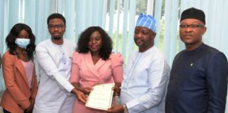 Signing of MoU Between The Federal Ministry of Youth & Sports Devlpt. And Tech4Dev/Microsoft to strengthen Youth Empowerment in Digital Skills; held @ the Office of The Hon. Minister inside the Moshood Abiola National Stadium-Abuja