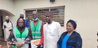(1st Left) Fatima Bisalla Team Lead Niger, (2nd Left) ,Sunday zonal monitor Niger, (2nd Right) Niger State SSG, Alh Ahmed Matane, (1st Right) ,Bar Aminu Jummai Guar Focal Person (NSIP) Niger during a courtesy visit to the SSG's office Niger State