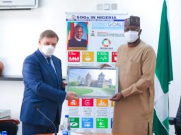 SGF (R) receives Ambassador of Belarus to Nigeria, Vyacheslav BRIL in his office (1)