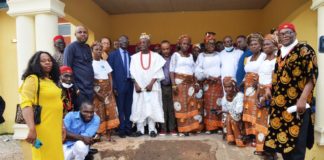 Director Housing and Urban Development Mr. Olufemi Oloruntola and Community leaders of Isiala Mbano in a group photograph during the commissioning of the Health Centre