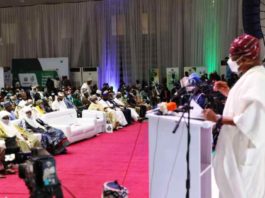 Minister of interior. Ogbeni Rauf Aregbesola delivering his address at the 2021 Annual Kaduna Economic and Investment Summit KADINVEST 6.0