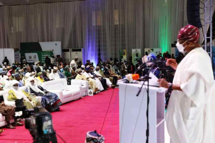 Minister of interior. Ogbeni Rauf Aregbesola delivering his address at the 2021 Annual Kaduna Economic and Investment Summit KADINVEST 6.0