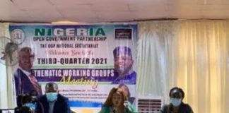 (M)-The National Coordinator of the Nigeria Open Government Partnership (OGP), Dr Ann Nzegwu R- Representative of the Civil Society Organisation (CSO), Abiodun Bayewu