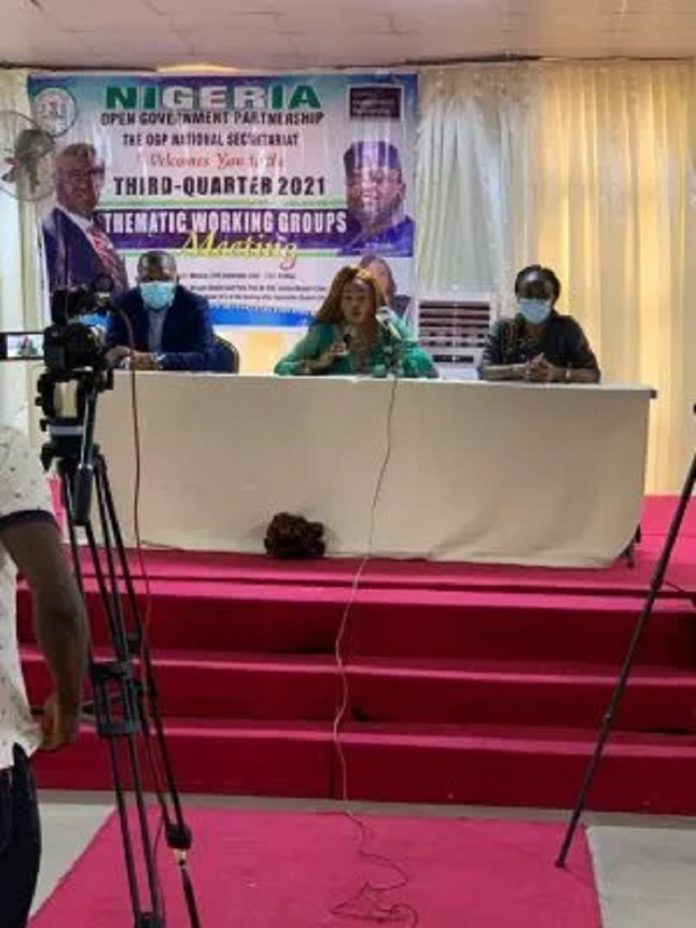 (M)-The National Coordinator of the Nigeria Open Government Partnership (OGP), Dr Ann Nzegwu R- Representative of the Civil Society Organisation (CSO), Abiodun Bayewu