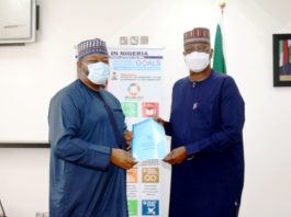 SGF, Boss Mustapha (R) with APC National Youth Leader, Ismaeel Ahmed