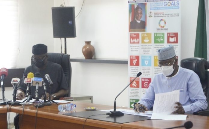 SGF, Chairman, Interministerial Committee for 2021 Independence Anniversary (R) and Hon Minister of Industries,Trade and Investment and Chairman, Ownership Sub-Committee during the inauguration