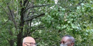 R-L:National Security Adviser, Major General Babagana Monguno (Rtd), Mr. Vladimir Voronkov, Under-Secretary-General for Counter Terrorism, United Nations Office of Counter-Terrorism (UNOCT), at the laying of memorial wreaths for victims of 9/11 attacks held at Memorial & Museum, New York City, USA, today