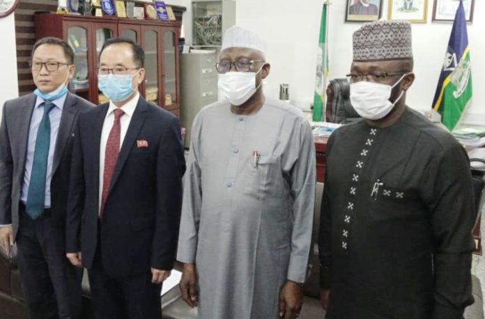 Korea Republic Oct 14 (2) L-R: First Secretary, Kim Chon, Korea Republic Ambassador to Nigeria, Jon Tong Chol, Minister of Police Affairs, Dr. Muhammad Maigari Dingyadi, and Permanent Secretary, Tope Fashedemi, during a courtesy visit to the Ministry’s Headquarters in Abuja