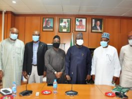 right to left, the Hon. Minister of Power, Engr. Abubakar D. Aliyu, third; second right is the Minister of state for Power, Goddy Jedy-Agba and Second left is the Perm. Sec Power, Nebeolisa Anako while third left is the President of NAGCC