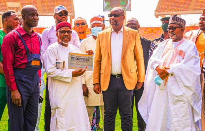 FG receives rehabilitated Football Pitch, score Board from Dangote Group