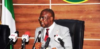 Chief Timipre Sylva addressing Journalists