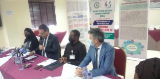 From Right: Co-founder and Deputy Director of the of Human Security Collective (HSC), Fulco van Deventer; Coordinator, CTC, ONSA, Rear Adm. YEM Musa; Dep. Head of Mission, Embassy of the Netherlands, Abuja, Amb. Ewout de Wit and Head PCVE, ONSA, Mrs Mairo Musa Abbas