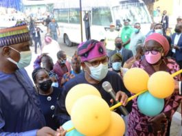 (l-r) Senator (Dr.) Ibrahim Oloriegbe, Chairman Senate Committee on Health (Center) HMSH Dr. Olorunnimbe Mamora (Right) Engr. Noimot Oyedele, Deputy Governor of Ogun State