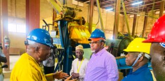 Hon. Minister of Mines and Steel Development, Arc Olamilekan Adegbite during the tour of National Metallurgical Development Centre (NMDC) in Jos over the weekend