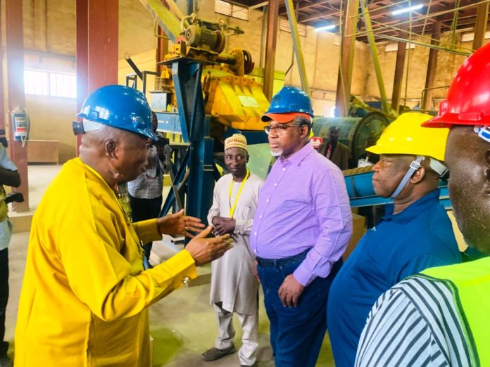 National Metallurgical Development Centre Hon. Minister of Mines and Steel Development, Arc Olamilekan Adegbite during the tour of National Metallurgical Development Centre (NMDC) in Jos over the weekend