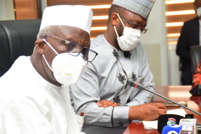 Minister of Police Affairs, Dr. Muhammad Maigari Dingyadi, and the Permanent Secretary, Temitope Fashedemi during the interactive session with Crime Correspondents at the Ministry Headquarters in Abuja.