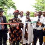 From left: Secretary, Ikot Esia Council of Chiefs, Chief Asuquo Ekanem; representative of the Minister of Niger-Delta Affairs, Arc, Ndukwe Ukpai; Vice Principal, African Church Secondary Commercial School, Chief Anthony Idobo and other stakeholders, during the inauguration of Block of six classrooms, Borehole, office Furniture and computers at Oku Iboku Community, Itu LGA of Akwa Ibom State, during the week