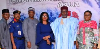 The Honourable Minister Engr Suleiman Adamu and the Permanent Secretary Mrs Didi Walson-Jack and some members of the newly inaugurated committee