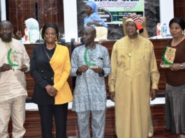 L-R: Adams Danladi (Assistant Director, Procurement), A: Presidential Distinguished Public Service Career Award (PDPSCA), Mrs. Edenmaya Ibilola Brayila, (Director General Services); Fanoiki Sunday (Chief Administrative Officer), B: Presidential Merit Award, (PMA), Mr. Iche Kalu Anya, (Director Human Resource Management) and Representative of Mrs. Akinola Yetunde (Clerical Officer) C: (Head of Service Commendation Letter (HOSCL) during the Ministry’s 2022 Civil Service Commemoration and Ministerial Award at the Ministry’s headquarters in Abuja.