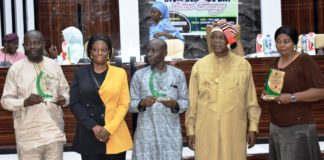 L-R: Adams Danladi (Assistant Director, Procurement), A: Presidential Distinguished Public Service Career Award (PDPSCA), Mrs. Edenmaya Ibilola Brayila, (Director General Services); Fanoiki Sunday (Chief Administrative Officer), B: Presidential Merit Award, (PMA), Mr. Iche Kalu Anya, (Director Human Resource Management) and Representative of Mrs. Akinola Yetunde (Clerical Officer) C: (Head of Service Commendation Letter (HOSCL) during the Ministry’s 2022 Civil Service Commemoration and Ministerial Award at the Ministry’s headquarters in Abuja.