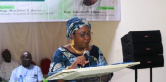 The Permanent Secretary Mrs Didi Walson-Jack mni delivering the Honourable Minister's address at the meeting