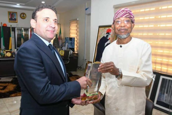 Courtesy visit L-R: The Ambassador, Head of Mission of the Embassy of the Republic of Iraq, Mr Anwer Saeed and the Honourable Minister of Interior Ogbeni Rauf Aregbesola