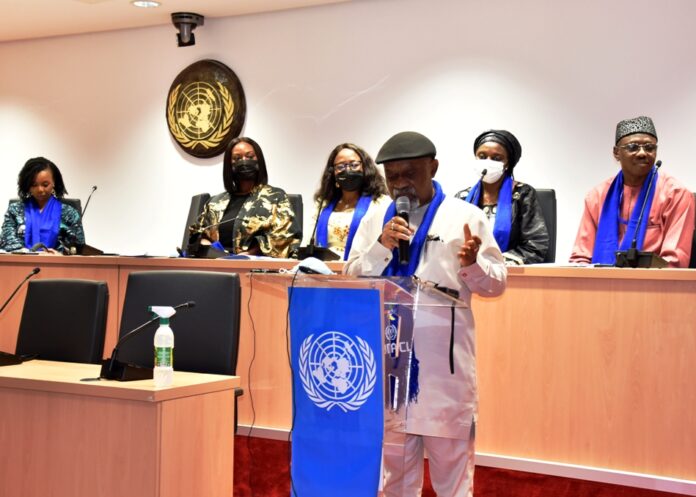 Hon. Minister of Labour and Employment, Dr Chris Ngige, addressing the media during the commemoration of World Day Against Child Labour 2022, in Abuja